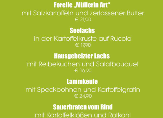Speisenkarte zu Ostern