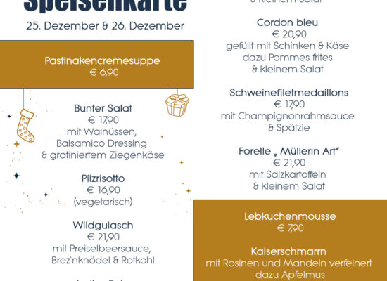 Speisenkarte zu Weihnachten